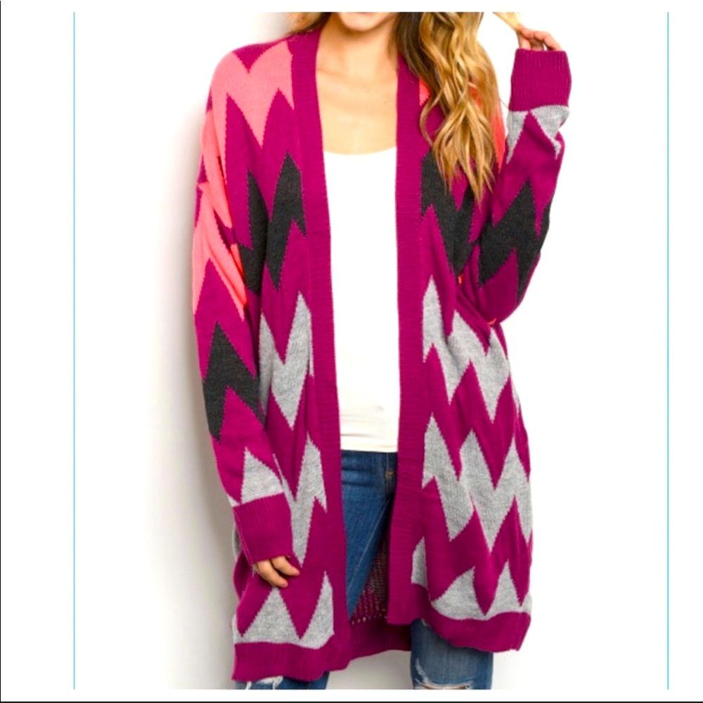 On-Trend zig zag cardi-Perfect length &Wow!💜color